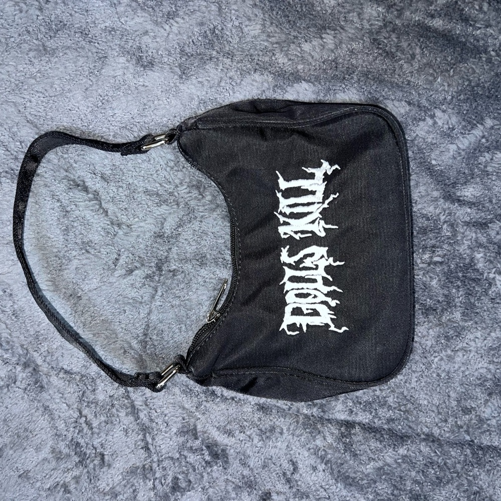 Dolls Kill Black Mini Shoulder Bag Graphic Logo NWT